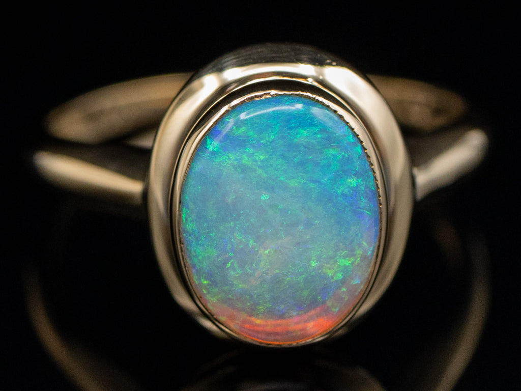 Bezel-Set Opal Yellow Gold Ring