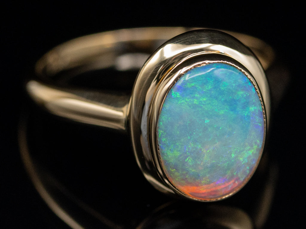 Bezel-Set Opal Yellow Gold Ring