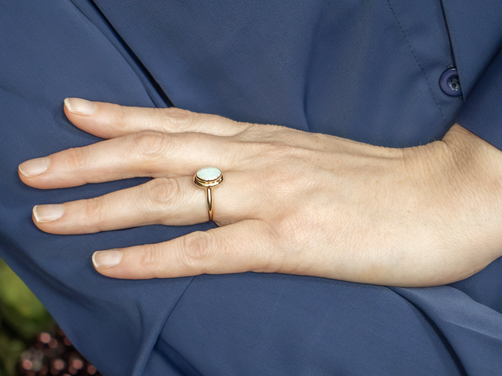 Bezel-Set Opal Yellow Gold Ring