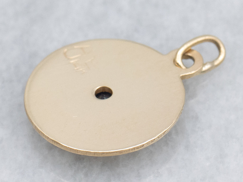 Yellow Gold Round Disc Sapphire Pendant