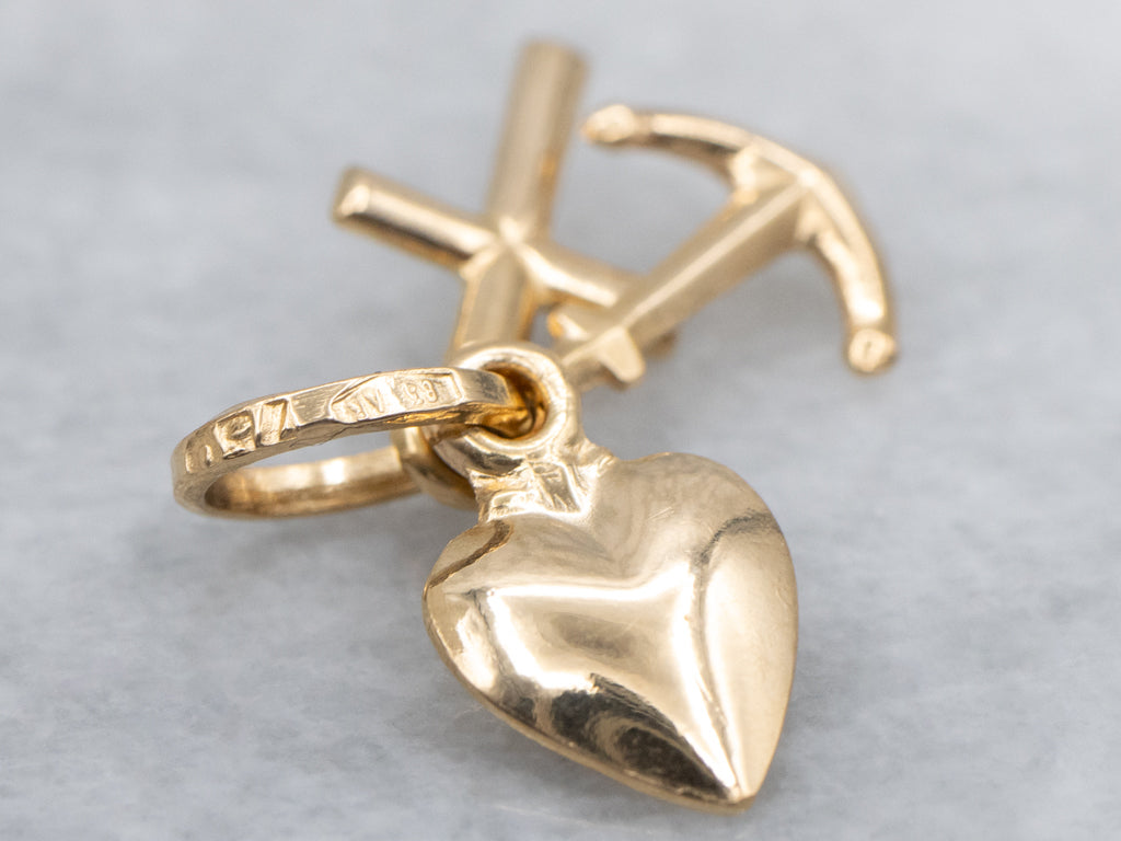 Faith Hope and Charity Vintage Gold Charm