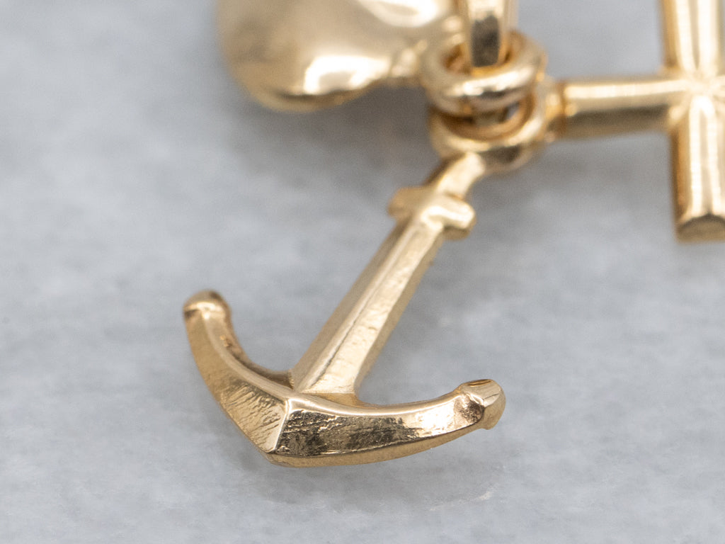 Faith Hope and Charity Vintage Gold Charm