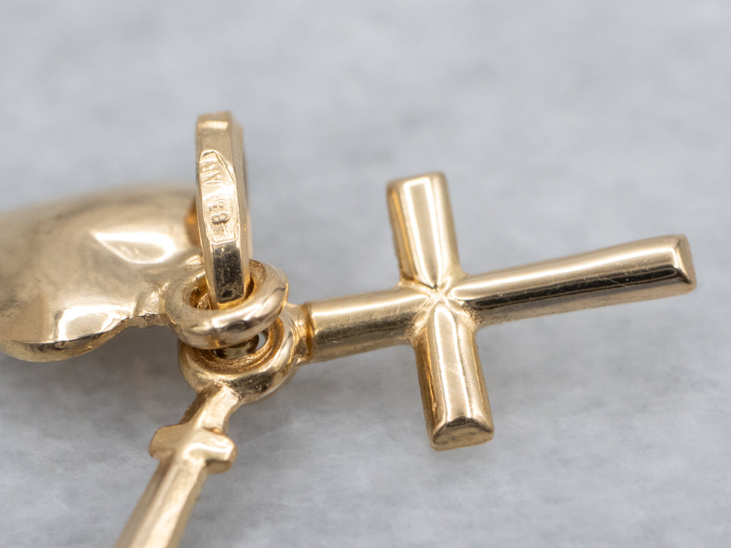 Faith Hope and Charity Vintage Gold Charm