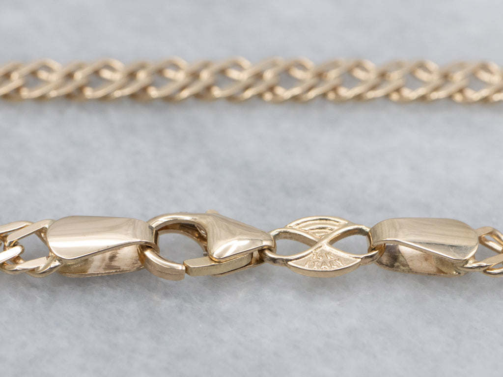 Italian Gold Flat Link Chain with Lobster Clasp