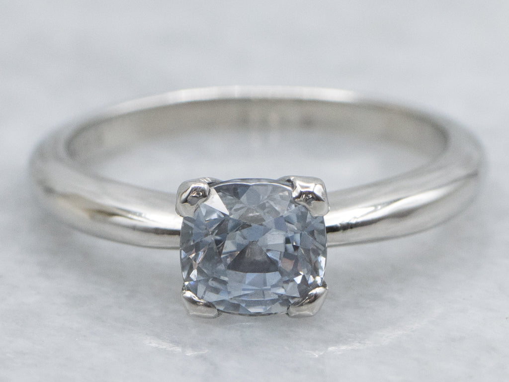 Cushion-Cut Sapphire Platinum Solitaire Ring