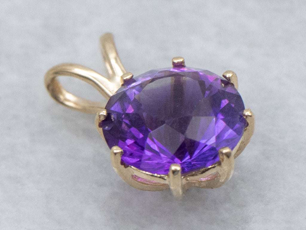 Vibrant Multi-Prong Amethyst Solitaire Pendant