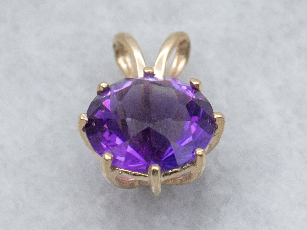 Vibrant Multi-Prong Amethyst Solitaire Pendant