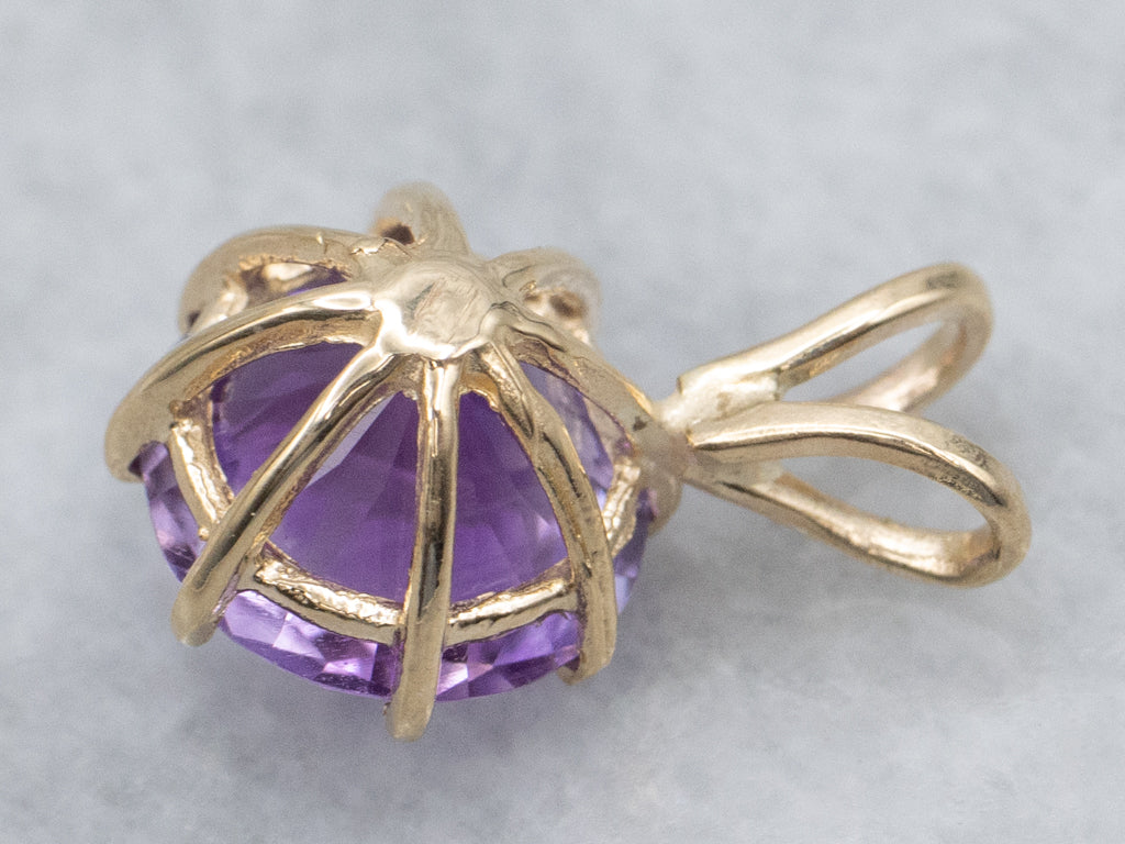 Vibrant Multi-Prong Amethyst Solitaire Pendant