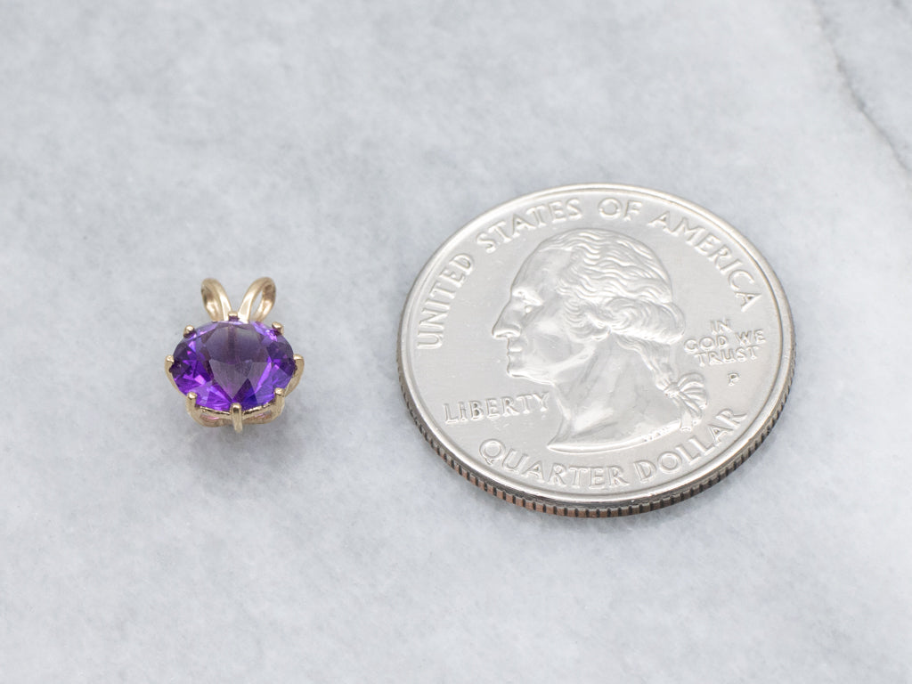 Vibrant Multi-Prong Amethyst Solitaire Pendant