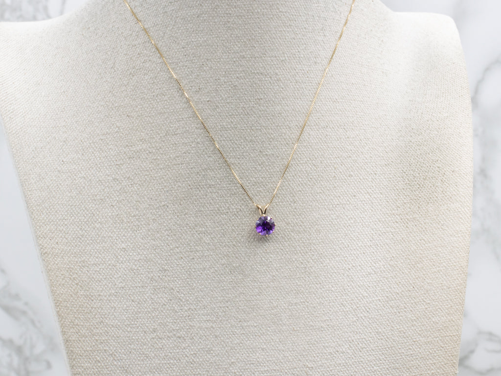Vibrant Multi-Prong Amethyst Solitaire Pendant