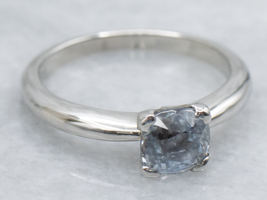 Cushion-Cut Sapphire Platinum Solitaire Ring