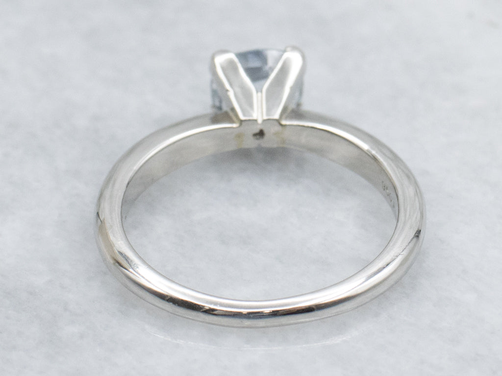 Cushion-Cut Sapphire Platinum Solitaire Ring