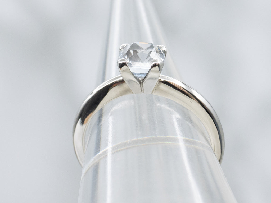 Cushion-Cut Sapphire Platinum Solitaire Ring