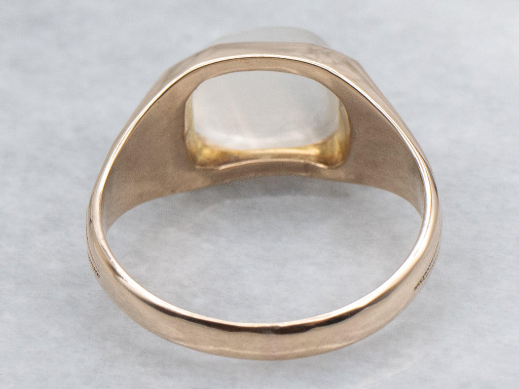 Antique Gold East-to-West Moonstone Unisex Solitaire Ring