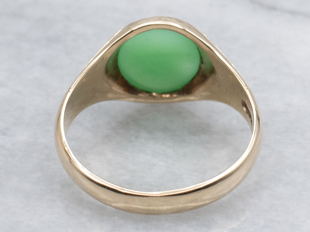 Men's Victorian Gold Chrysoprase Cabochon Ring