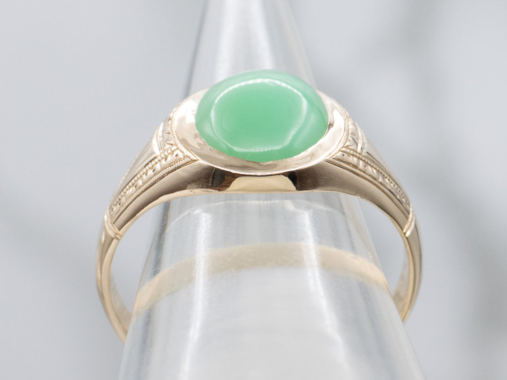 Men's Victorian Gold Chrysoprase Cabochon Ring