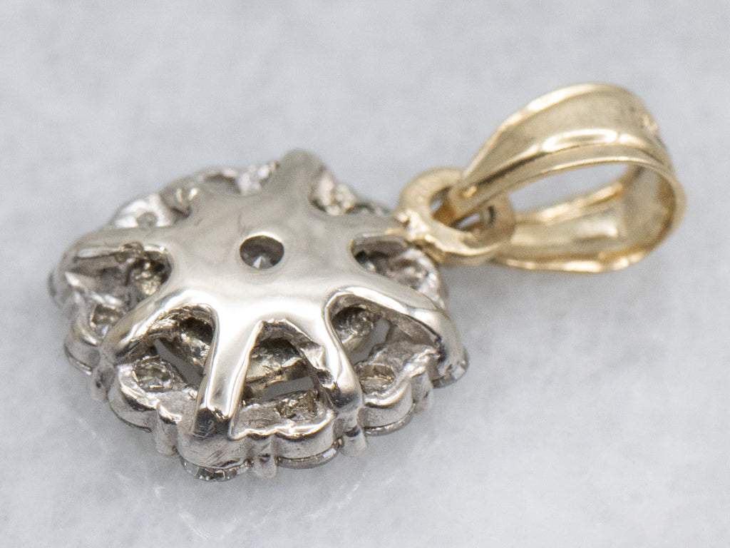 Two-Tone Gold Brilliant Diamond Halo Pendant