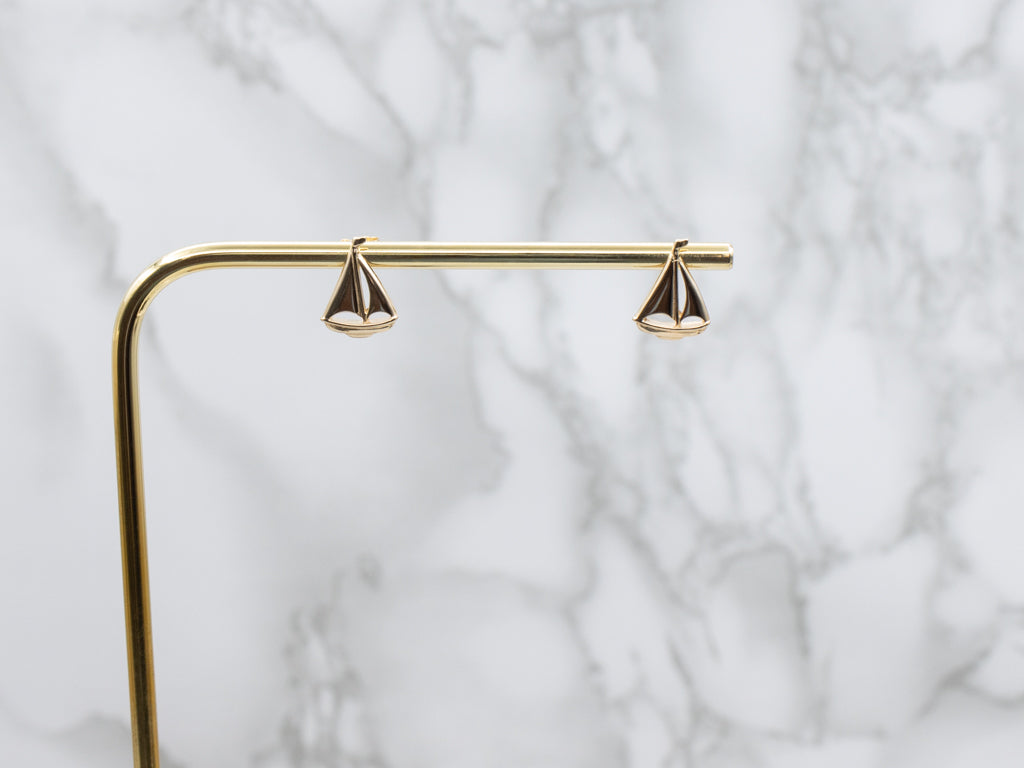 Polished Gold Sailboat Stud Earrings