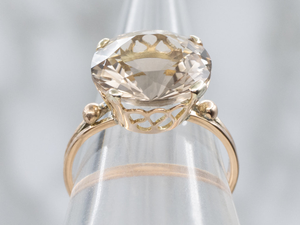 Smoky Quartz Yellow Gold Solitaire Cocktail Ring