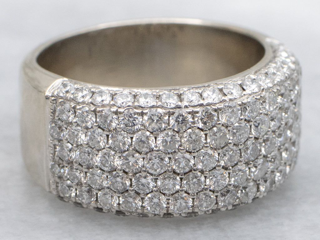 Wide Diamond Encrusted Cocktail Band