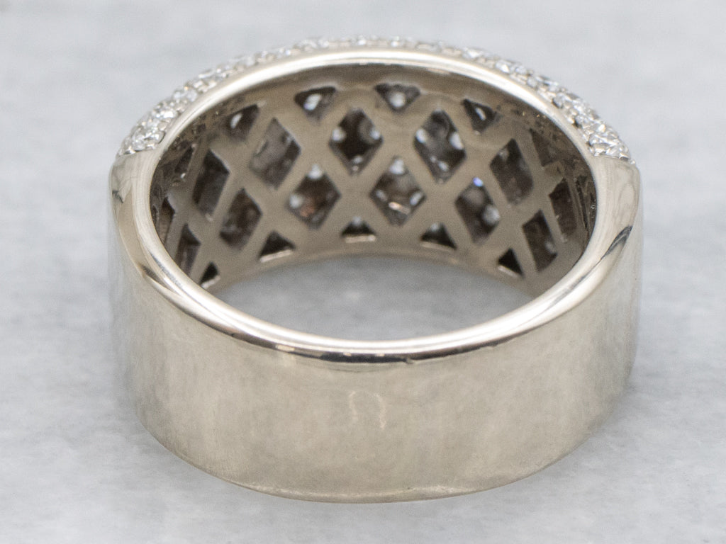 Wide Diamond Encrusted Cocktail Band