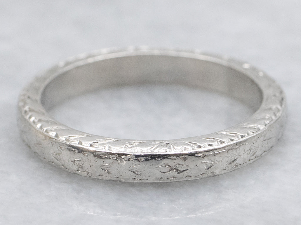 Vintage Engraved Pattern Platinum Band