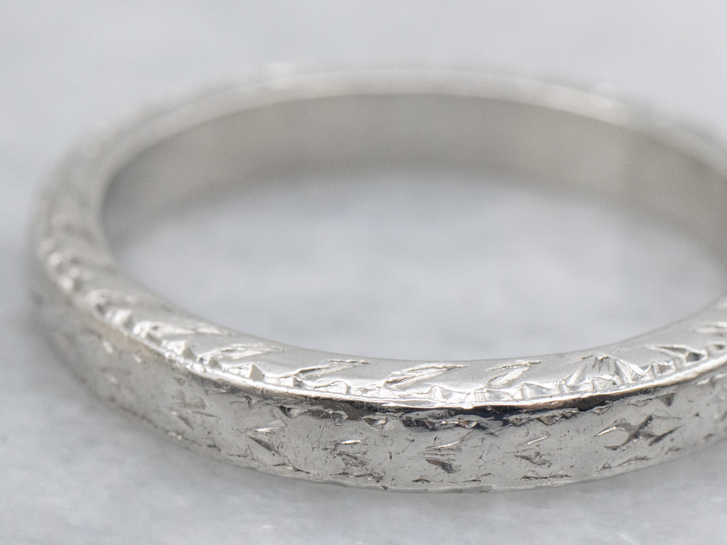 Vintage Engraved Pattern Platinum Band