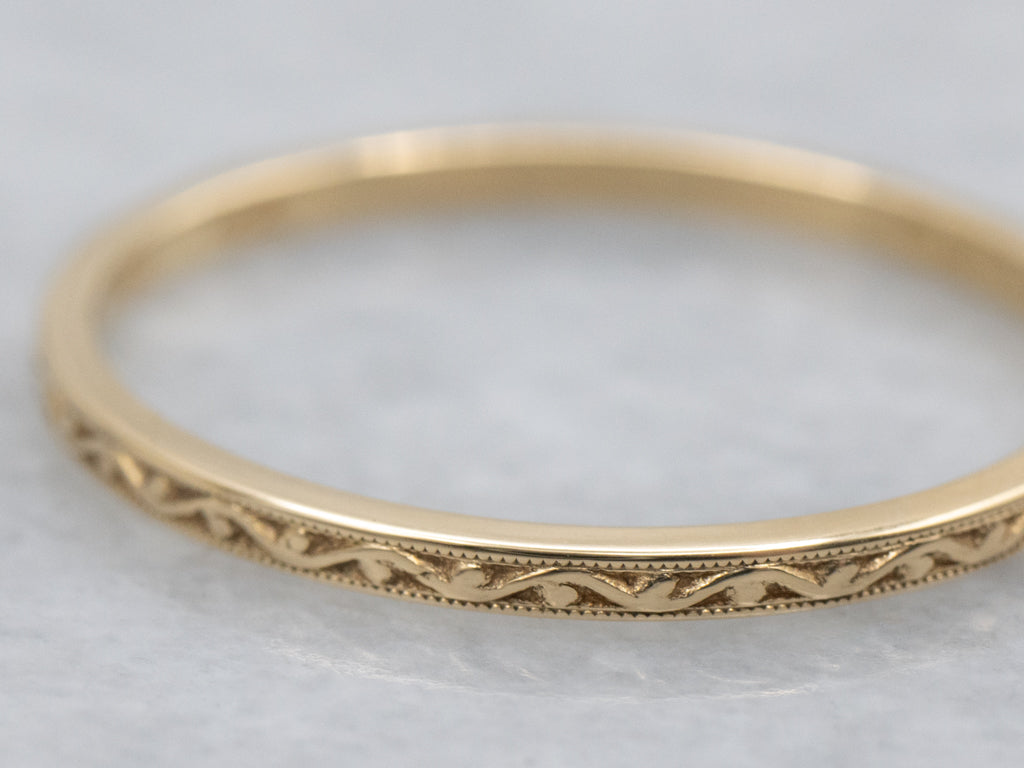 Vintage Jabel 18-Karat Gold Pattern Band