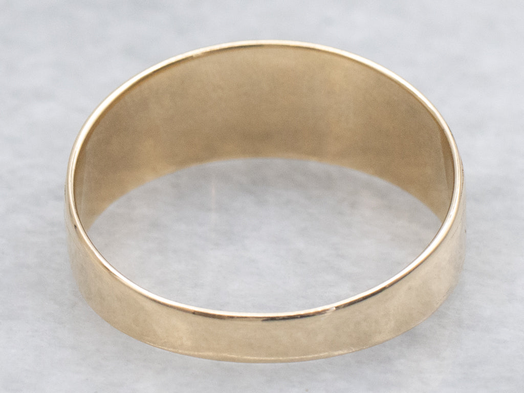 Vintage Yellow Gold Tapered Patterned Band