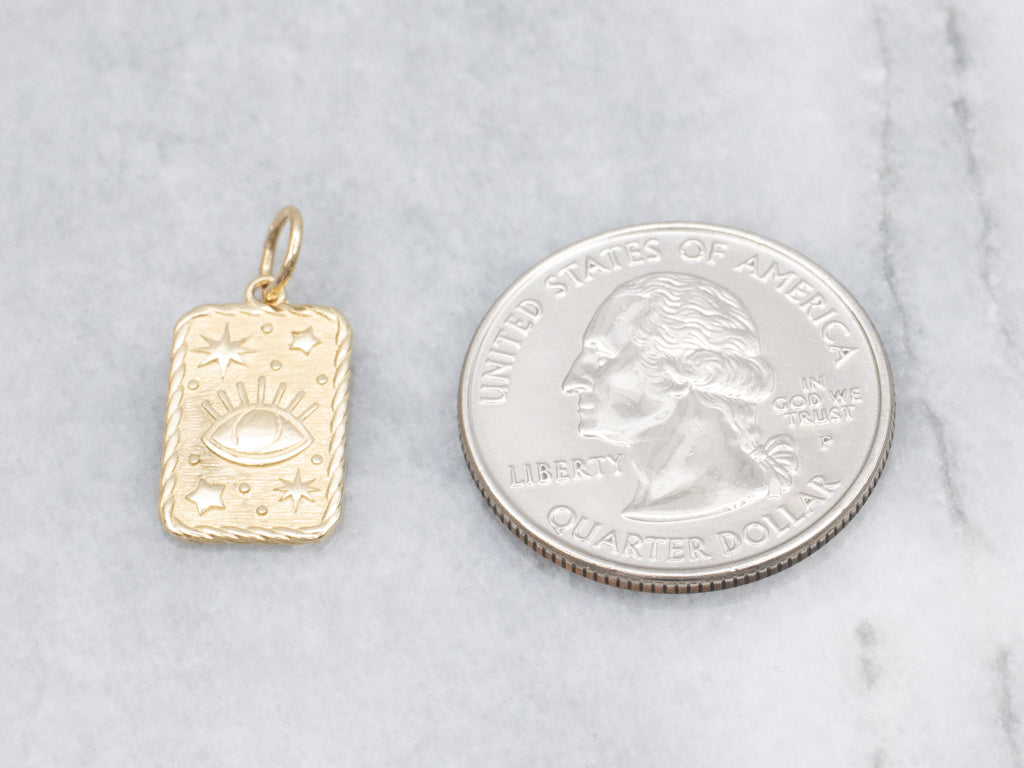 Vintage Gold Evil-Eye Tarot Card Charm Pendant