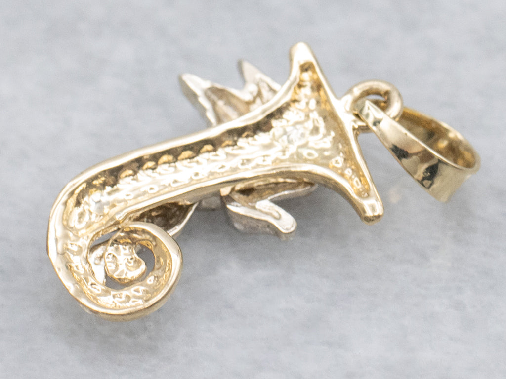 Two-Tone Gold Cherub Initial "J" Pendant