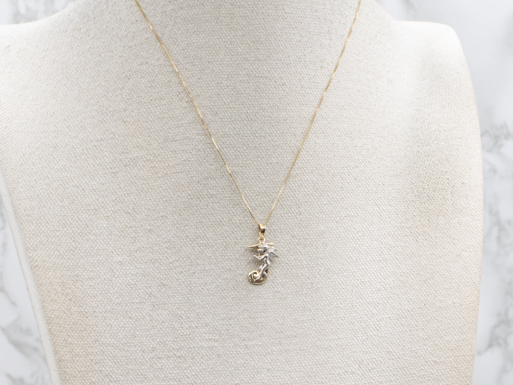 Two-Tone Gold Cherub Initial "J" Pendant