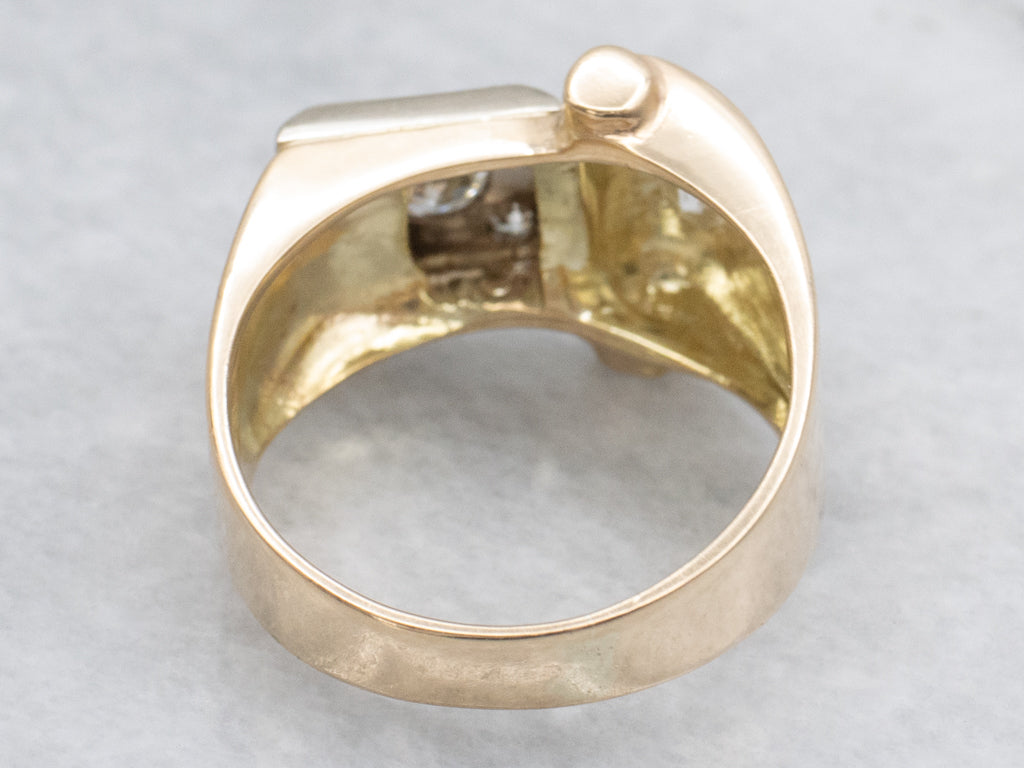 Men's Retro Era Two-Tone Gold Diamond Ring