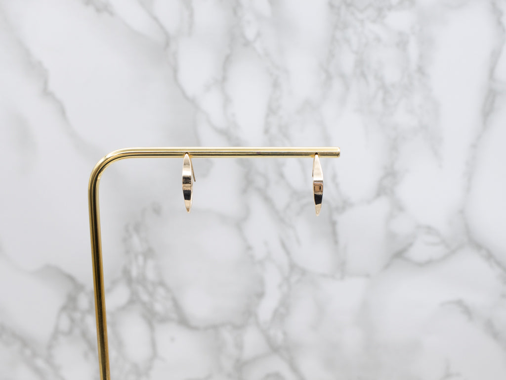 Yellow Gold Hammered-Wire Swirl Drop Earrings