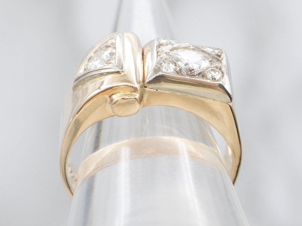 Men's Retro Era Two-Tone Gold Diamond Ring