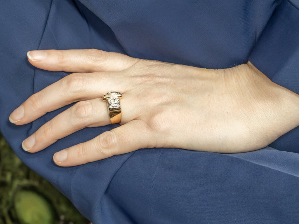 Men's Retro Era Two-Tone Gold Diamond Ring