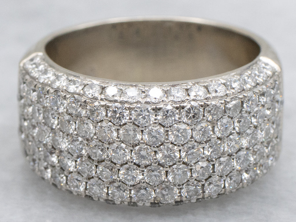 Wide Diamond Encrusted Cocktail Band