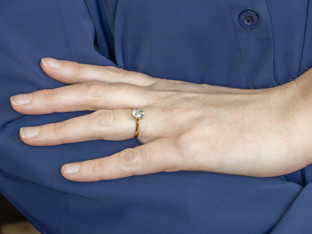 Oval-Cut Aquamarine Yellow Gold Solitaire Ring