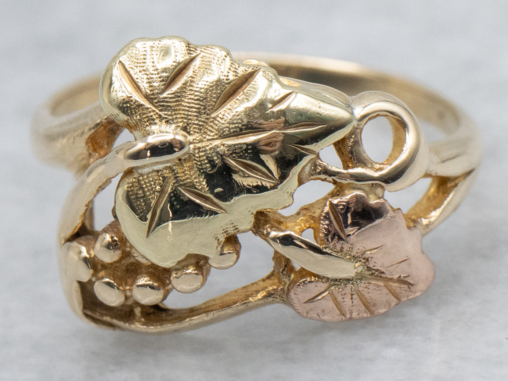 Vintage Black Hills Gold Botanical Ring