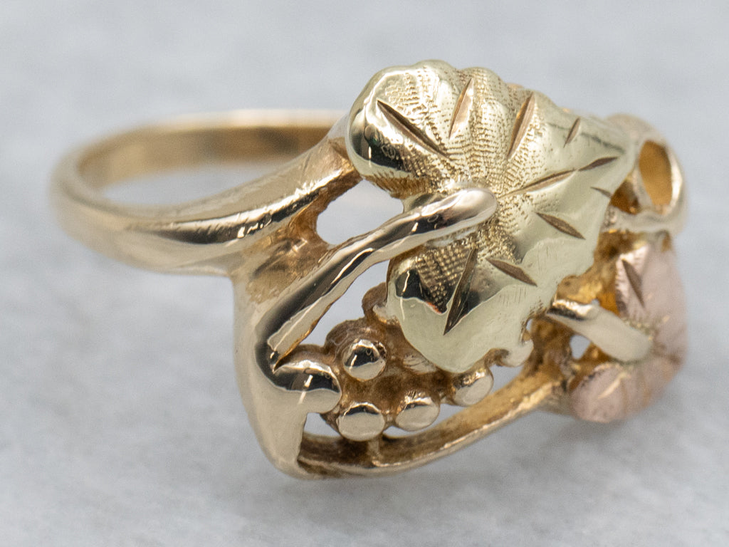 Vintage Black Hills Gold Botanical Ring