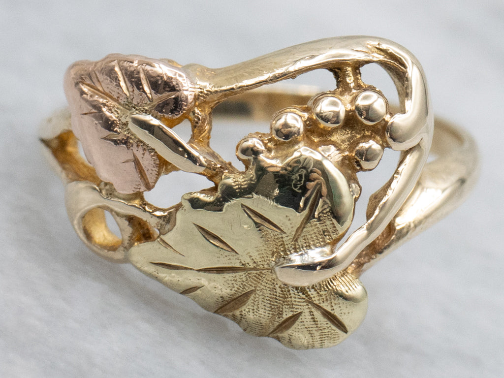 Vintage Black Hills Gold Botanical Ring