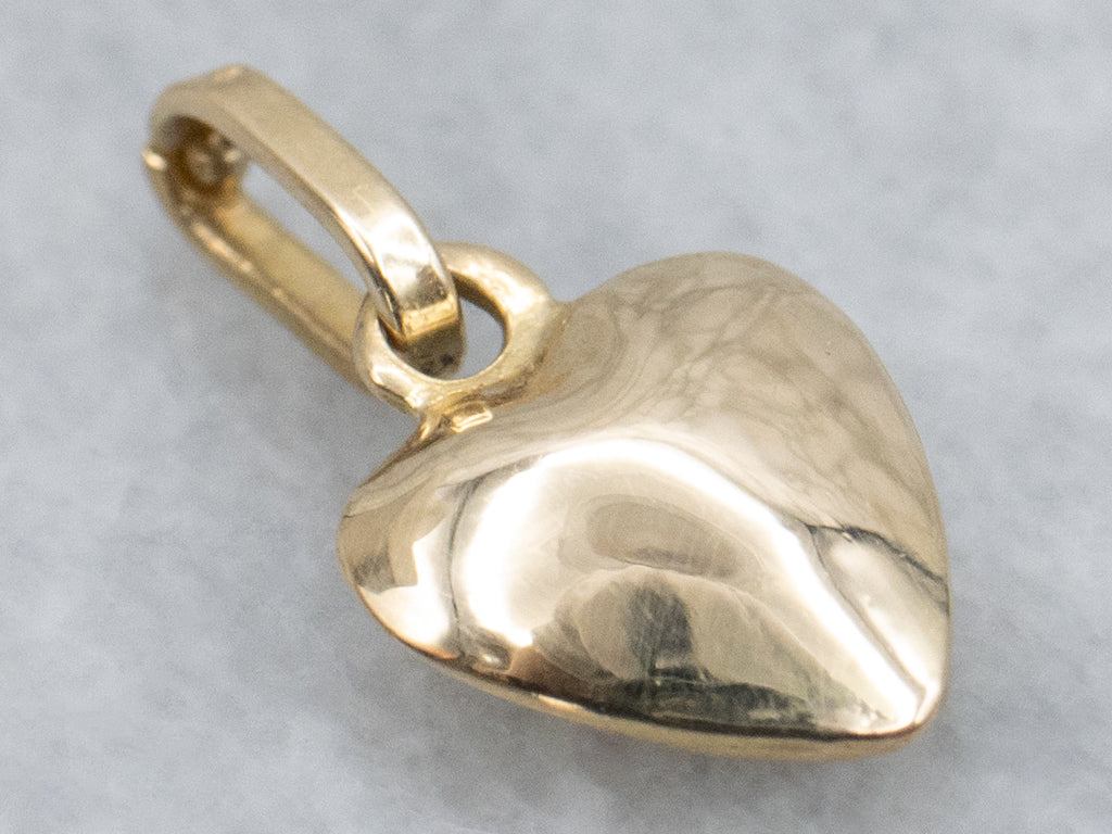 Polished Gold Puffy Heart Charm Pendant