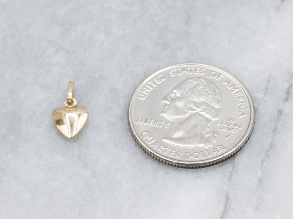 Polished Gold Puffy Heart Charm Pendant