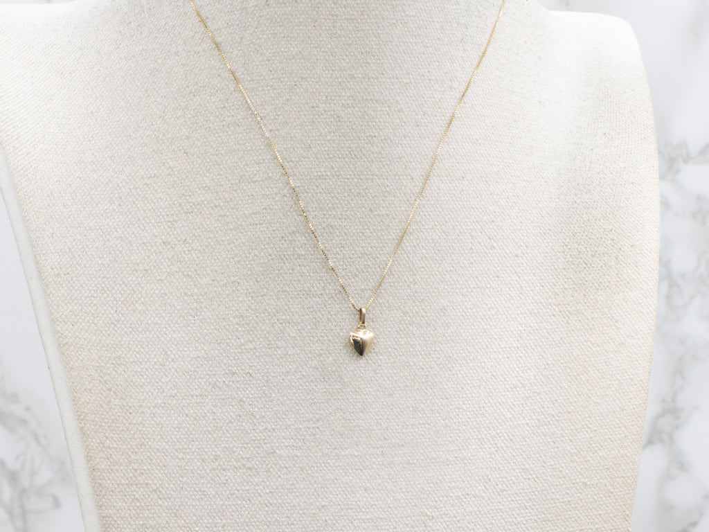 Polished Gold Puffy Heart Charm Pendant