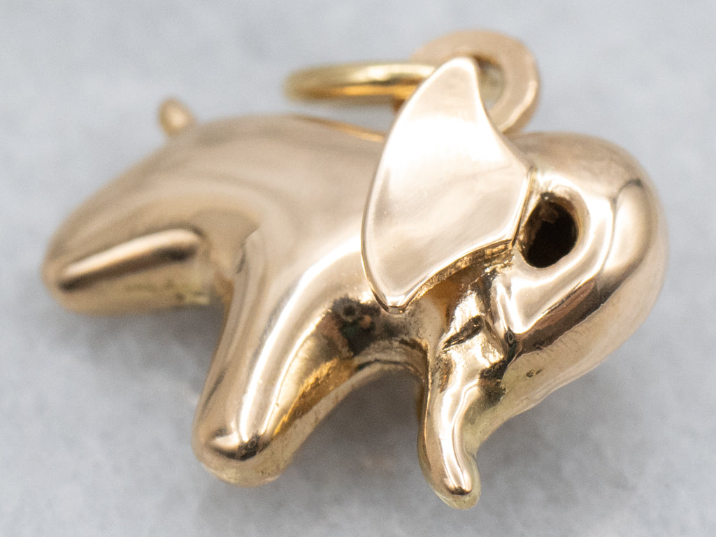 Cute Puffy Gold Elephant Charm Pendant