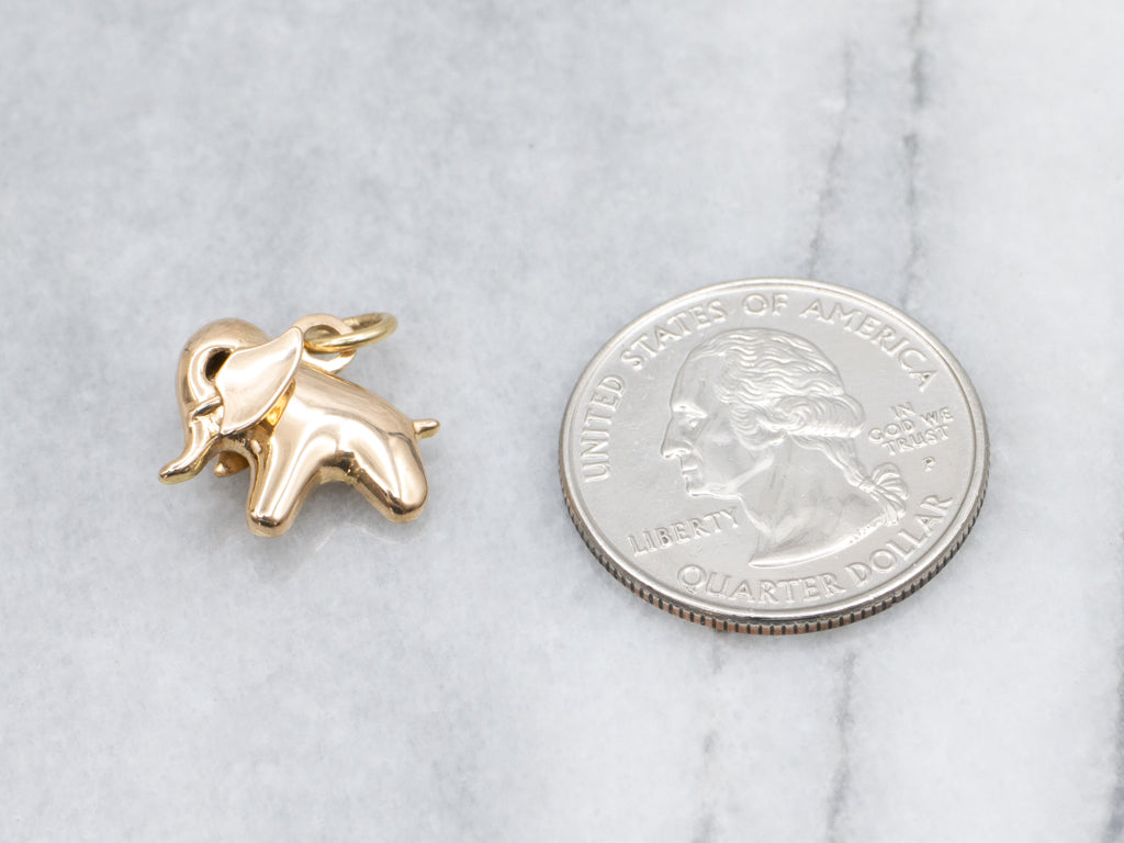 Cute Puffy Gold Elephant Charm Pendant
