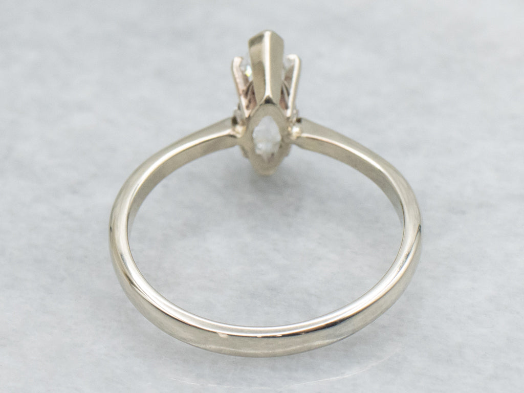 White Gold Marquise-Cut Diamond Solitaire Engagement Ring