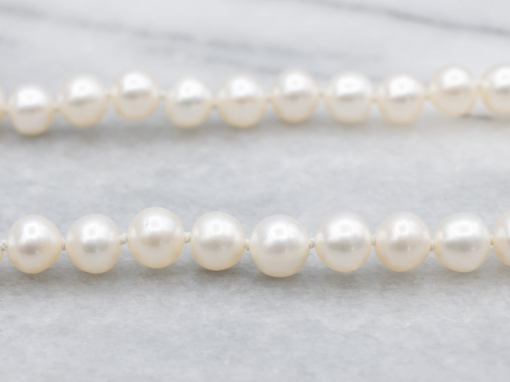 Freshwater Pearl Beaded Necklace with Yellow Gold Filigree Clasp