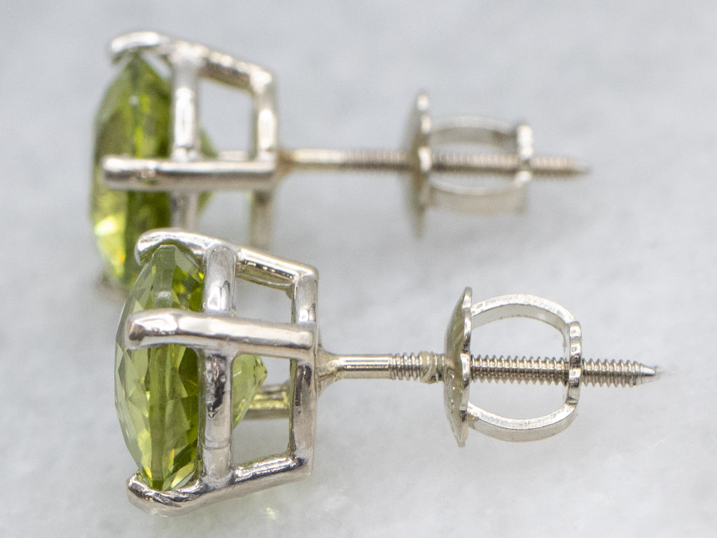 White Gold Peridot Gemstone Stud Earrings