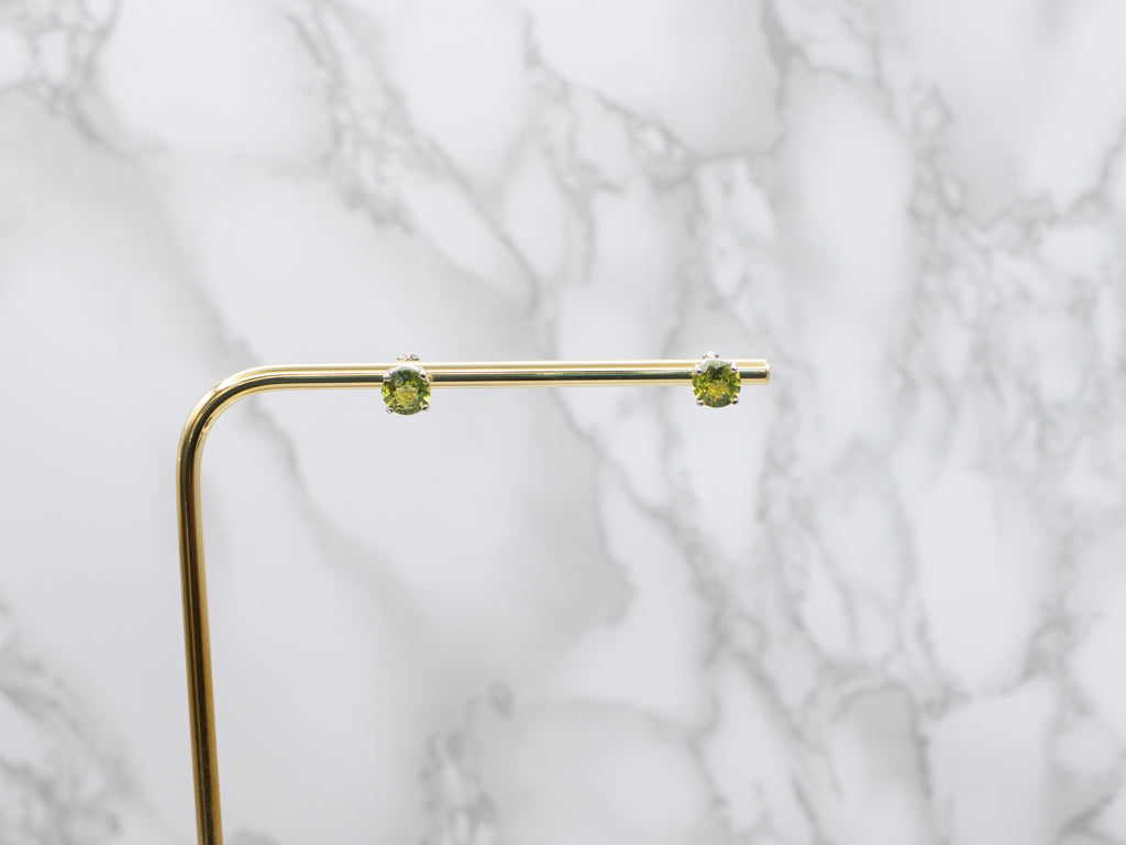 White Gold Peridot Gemstone Stud Earrings